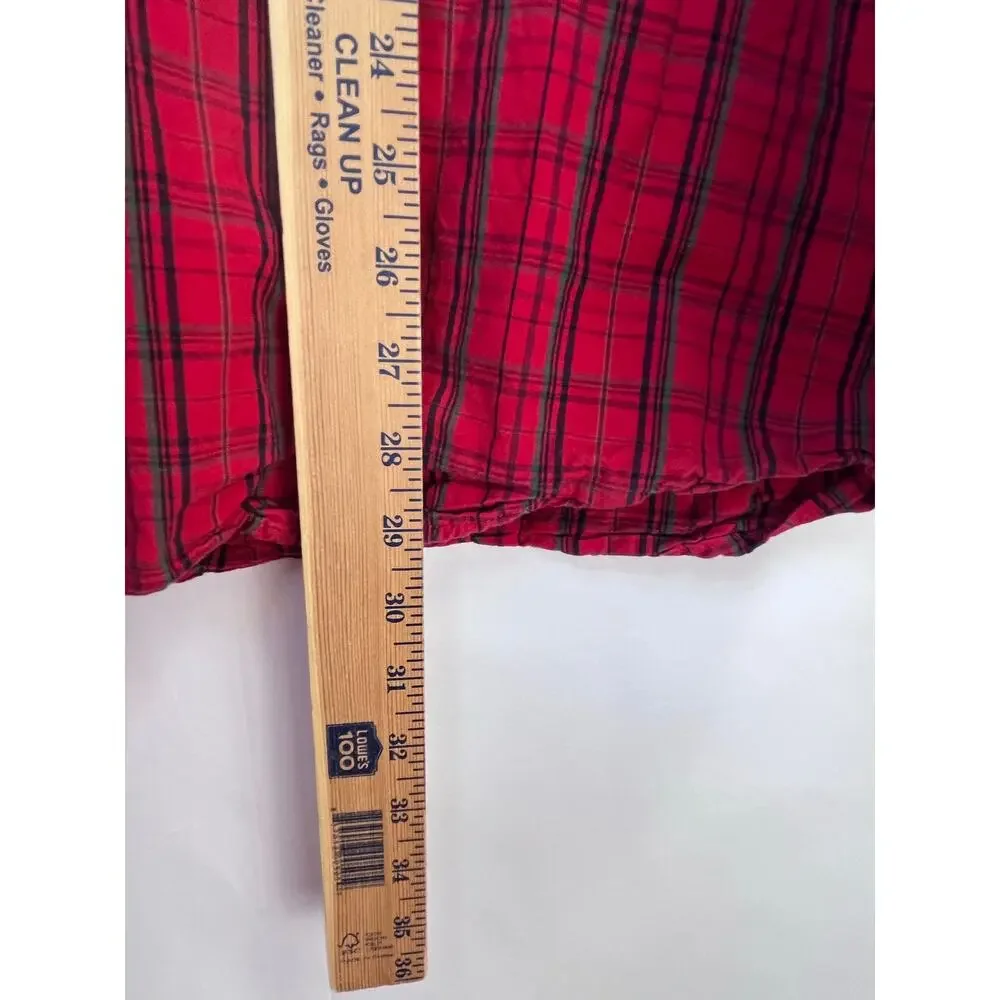 Disney Store Men's Red Plaid Button Down Lightweight Shirt - XL